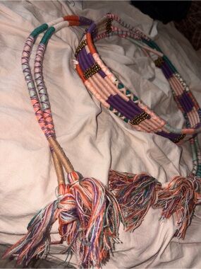 Free People Multicolor Woven Belt with Tassels